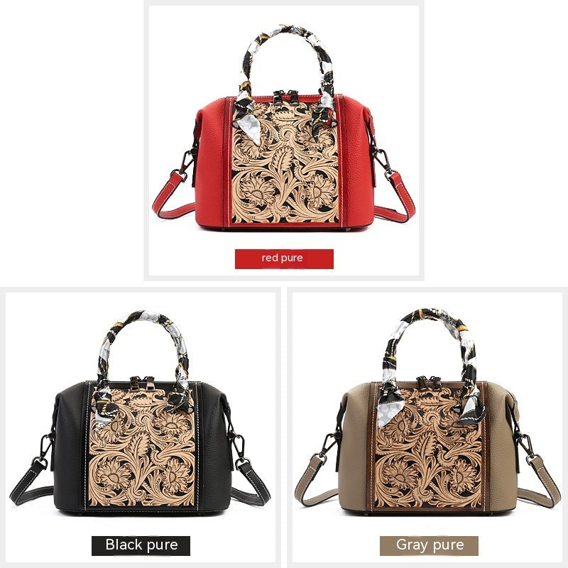 Leather Carving Stylish Bag