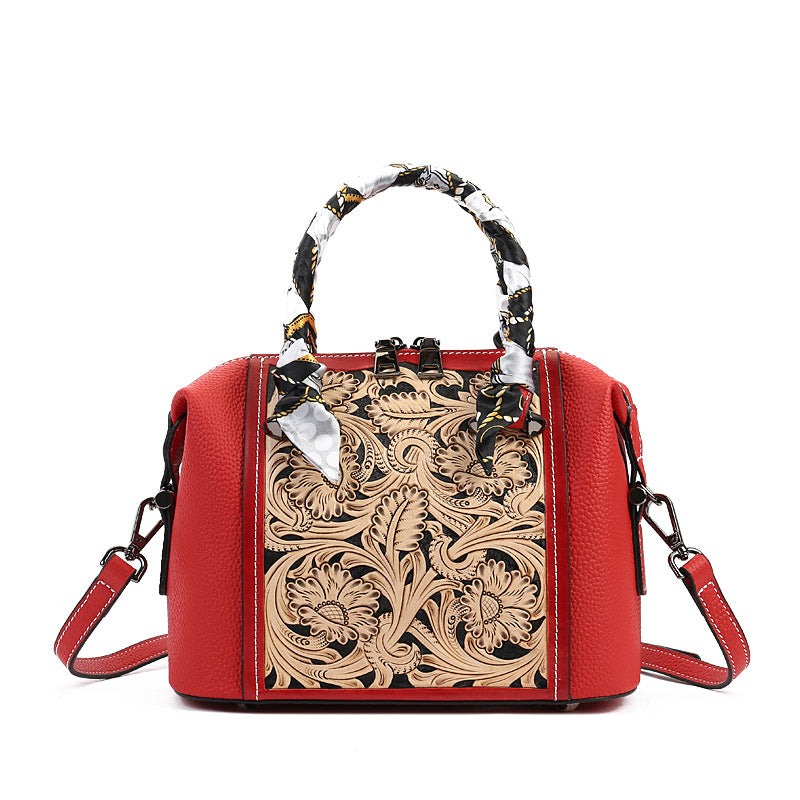 Leather Carving Stylish Bag