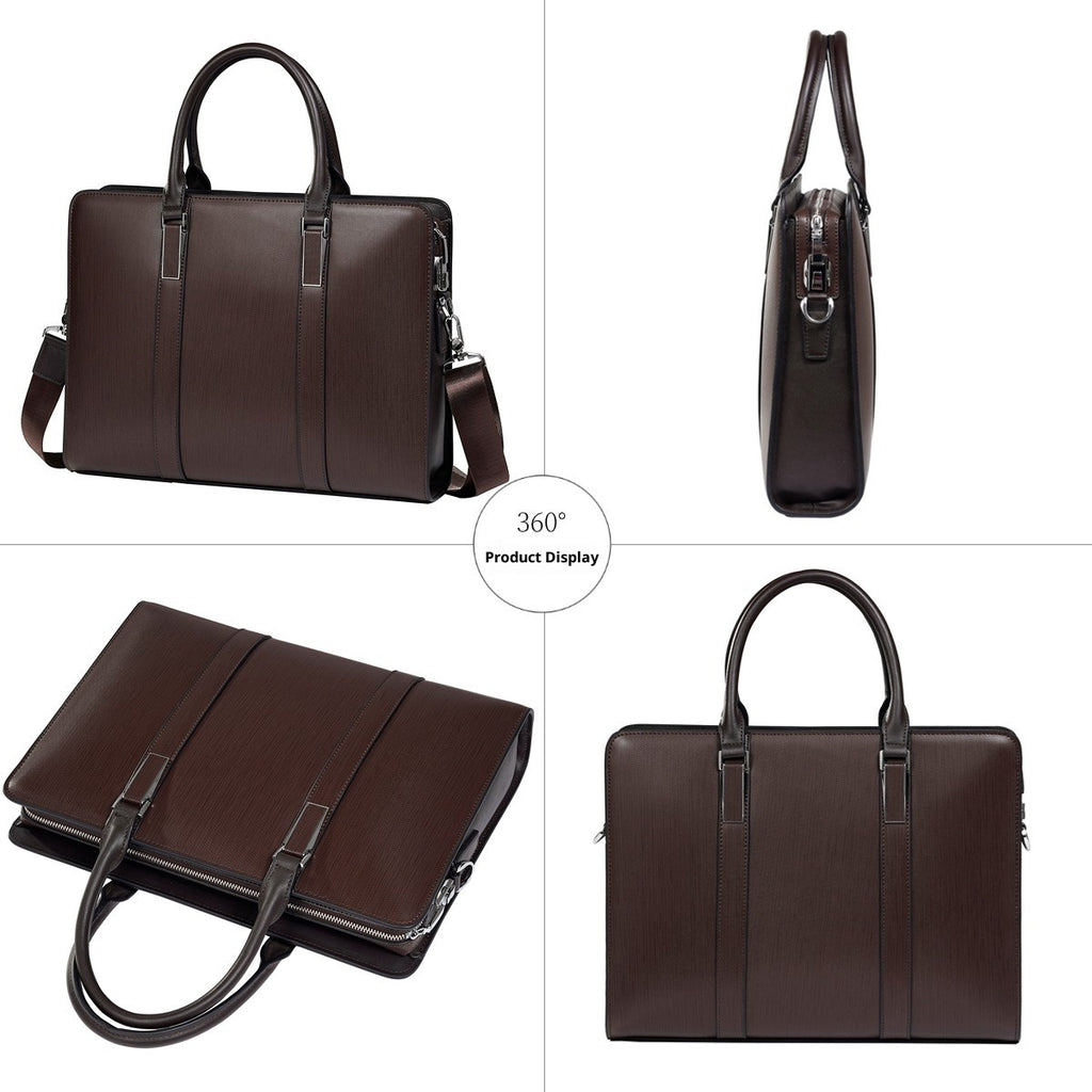 High-end Business Computer Men's Cowhide Handbag