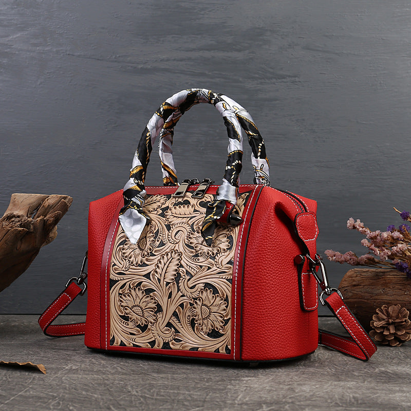 Leather Carving Stylish Bag