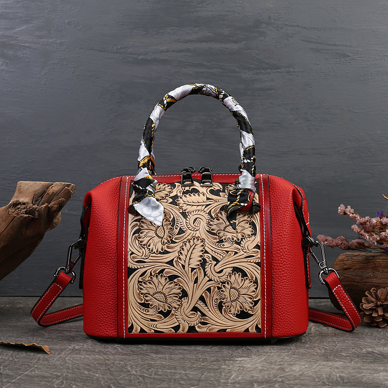 Leather Carving Stylish Bag